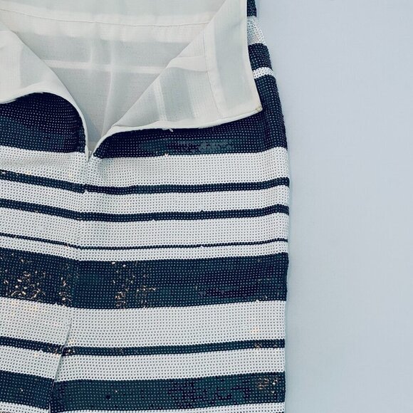 Kate Spade sequins pencil skirt Womens Size 2 black white stripe party evening - Picture 9 of 12